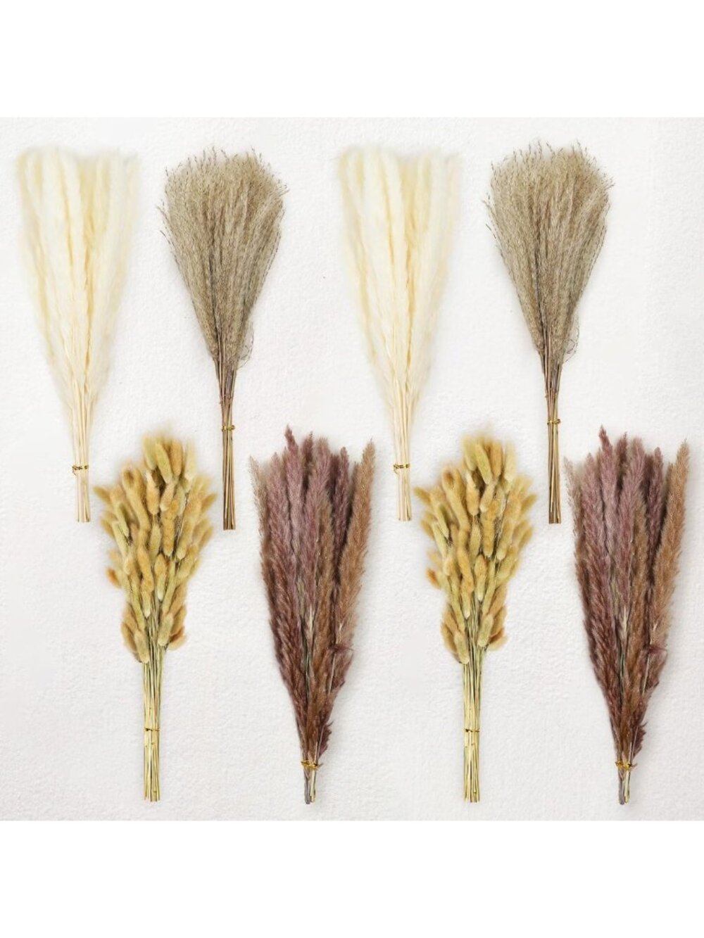 200 Pcs Dried Pampas Grass & Bunny Tails - Boho Home Decor, Rustic Wedding